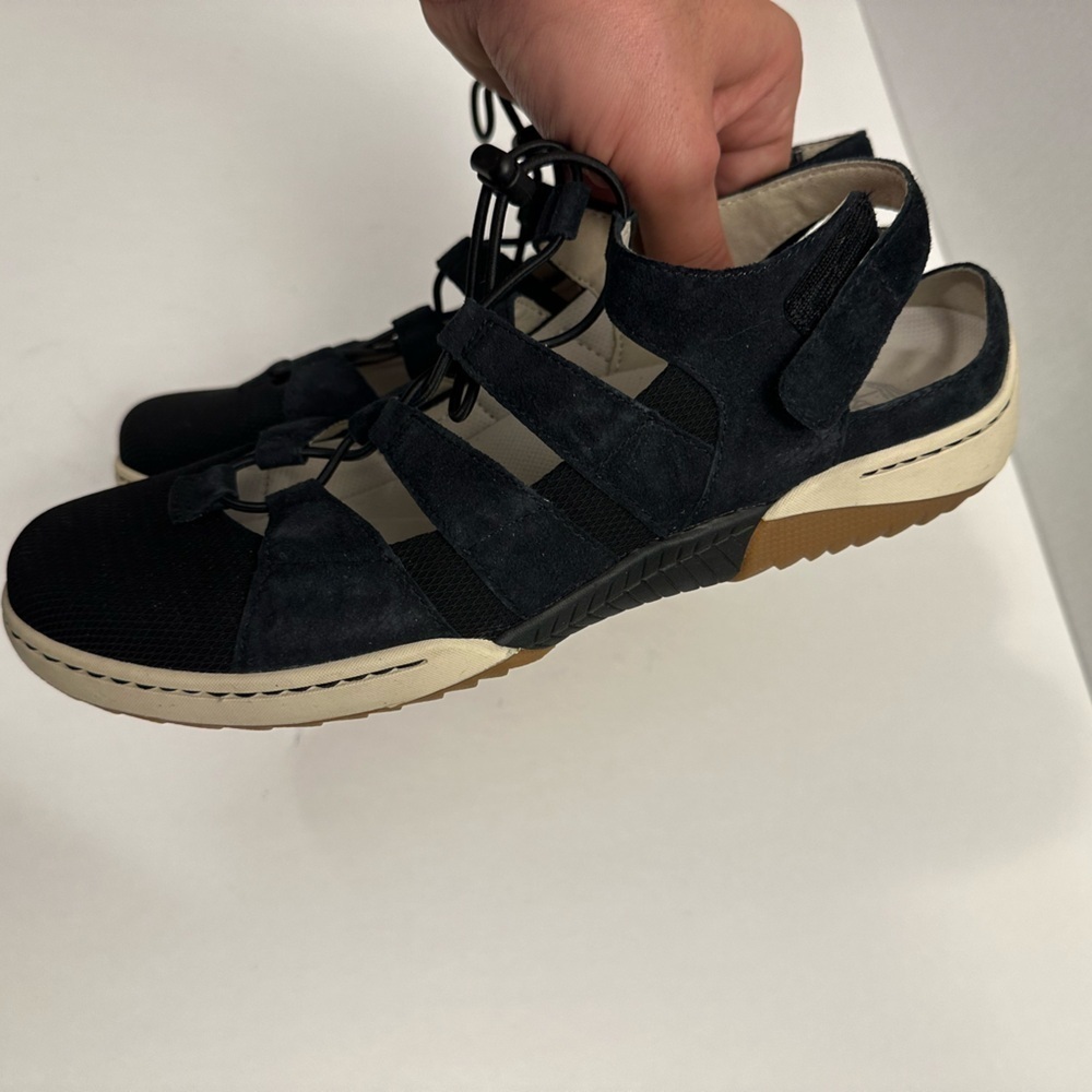 Dansko Women's Riona Black Suede Ghillie Sandal - Picture 8 of 16